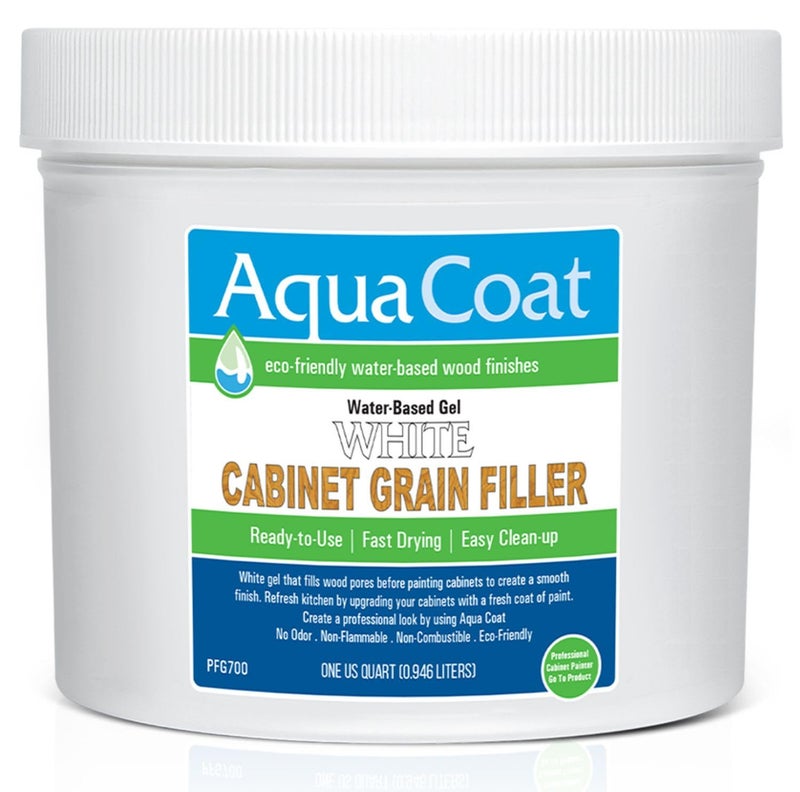 AquaCoat Aqua Coat Water-Based White Cabinet Wood Grain Filler Gel â€“ Fast Drying, Low Odor White Wood Filler, Sandable & Paintable for Interior & Exterior Repairs, Upgrades & Restorations â€“ 32 oz - Image 1